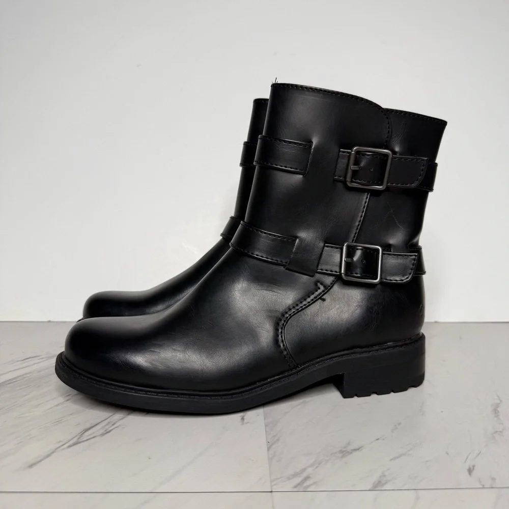 BOC Black Buckle Moto Boot 8M